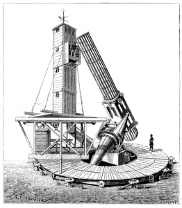 Telescope de Lassel, picture published in La Nature in 1873